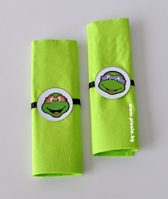 Тематични парти салфетки Костенурките Нинджа 33х33 см, 6 бр. пакет