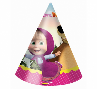 Парти шапка Маша и Мечока / Masha and the Bear, 6 бр. в опаковка /Gd/