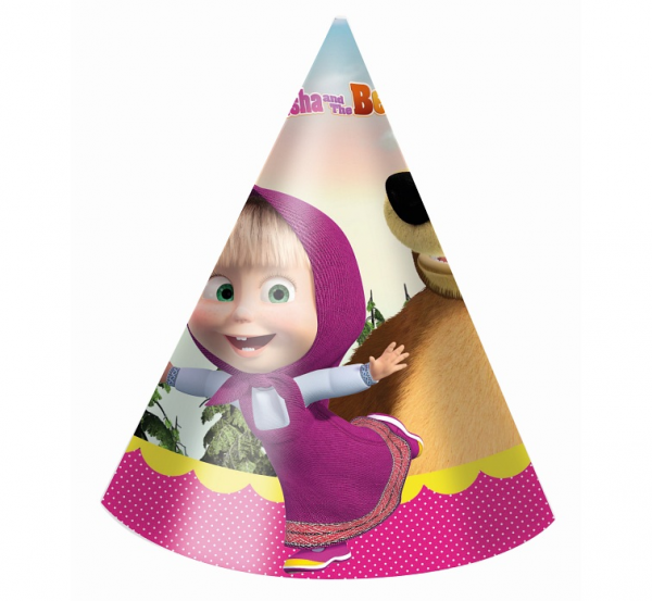 Парти шапка Маша и Мечока / Masha and the Bear, 6 бр. в опаковка /Gd/