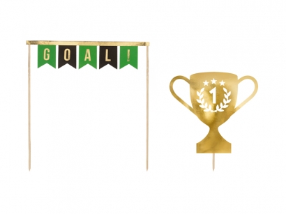 Декорация за торта Футбол, купа, Goal, 2 броя /Pd/