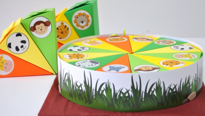 Хартиена торта с  тематична декорация и персонализация Сафари, джунгла, животни