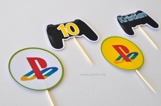 Топер за мъфини Плейстейшън, 6 бр. в опаковка