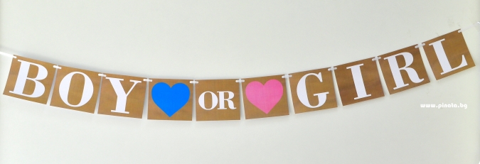 Банер гирлянд Момче или Момиче  разкриване на пола / Boy or Girl, 10 флагчета, 2,00 м дължина