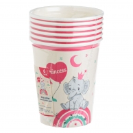 Хартиена чашка Бебе, слонче, момиче, Princess, 6 бр. в пакет /Mb/