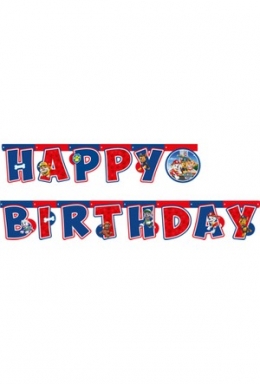 Банер гирлянд с текст Happy Birthday Пес Патрул, 2,10 м дължина /Tr/
