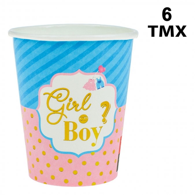 Хартиена чашка за разкриване на пола "Boy or Girl", 240 мл, 6 бр.  /Mb/