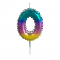 Свещичка, цвят металик дъга - преливащи цветове, цифра 0 /mb/