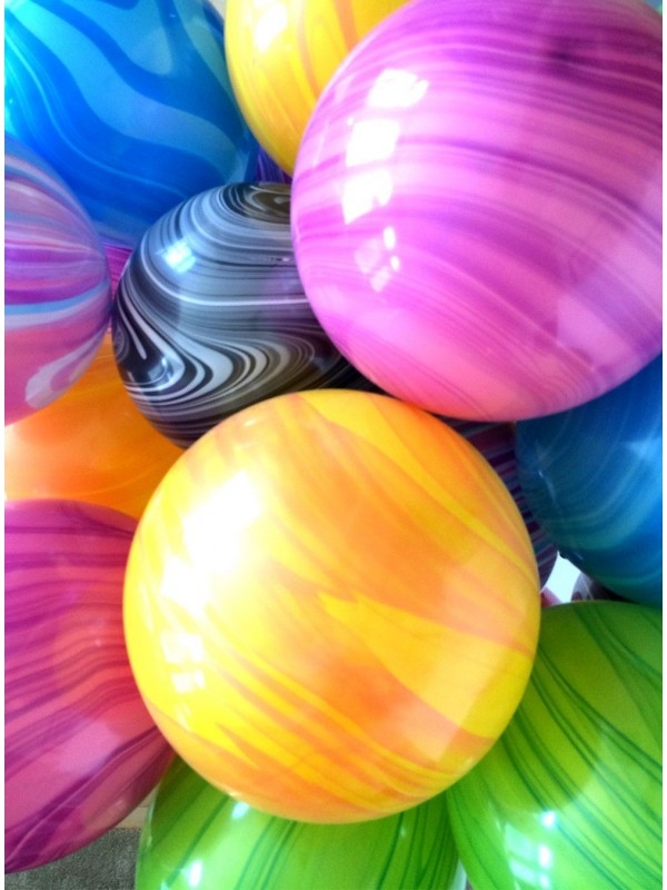 Балон мраморен /Marble/ QL  розово-лилав, диаметър 30 см, /Gd/