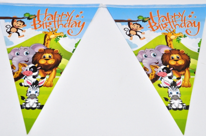 Банер гирлянд за декорация Сафари, Джунгла, животни, 2,00 м дължина