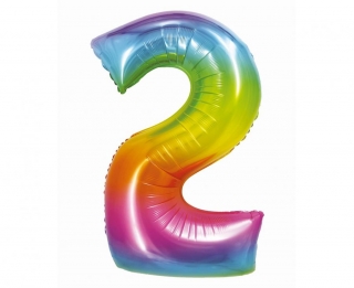 Фолиев балон цифра 2, цвят дъга 76 см /Gd/