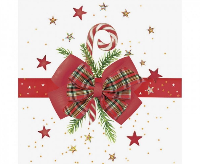 Парти салфетки Коледа, панделка, 20 бр в пакет /Gd/