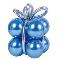 Комплект 13 бр. балони хром в синьо и сребърно, във форма на подарък /Pp/