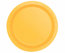 Хартиена парти чинийка цвят жълт слънчоглед, 23 см 8 бр. в опаковка