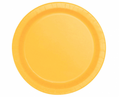 Хартиена парти чинийка цвят жълт слънчоглед, 23 см 8 бр. в опаковка