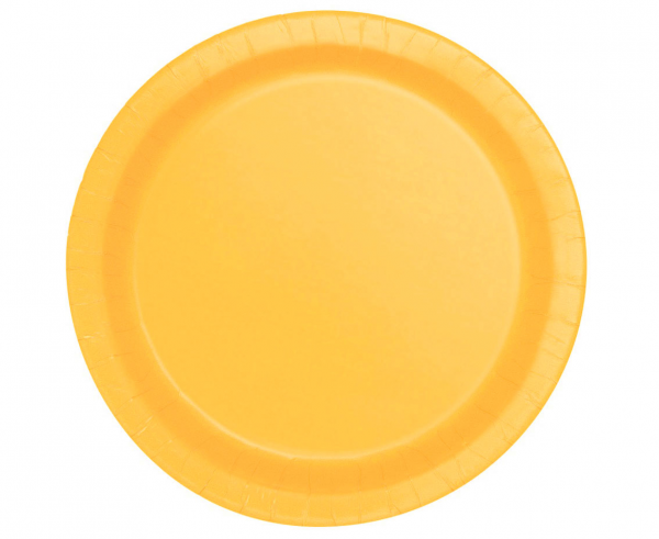 Хартиена парти чинийка цвят жълт слънчоглед, 23 см 8 бр. в опаковка