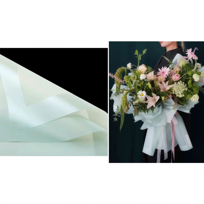 Опаковъчна хартия с борд, цвят мента, 57 х 56см. /Km/