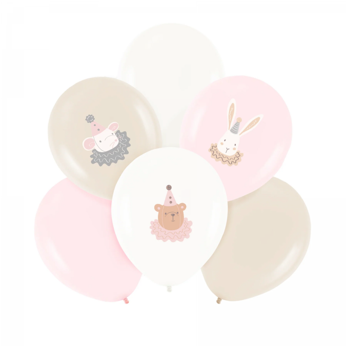 Пастелно розови латексови балони, Бебе момиче, комплект от 6 броя /Pp/