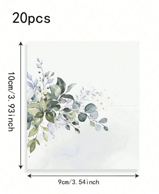 Тейбъл картичка в бяло с цветя, 9х5 см, 20бр. в опаковка /Ch/