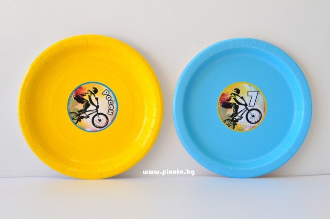 Персонализирана хартиена парти чинийка БМХ Колело, 6бр. пакет