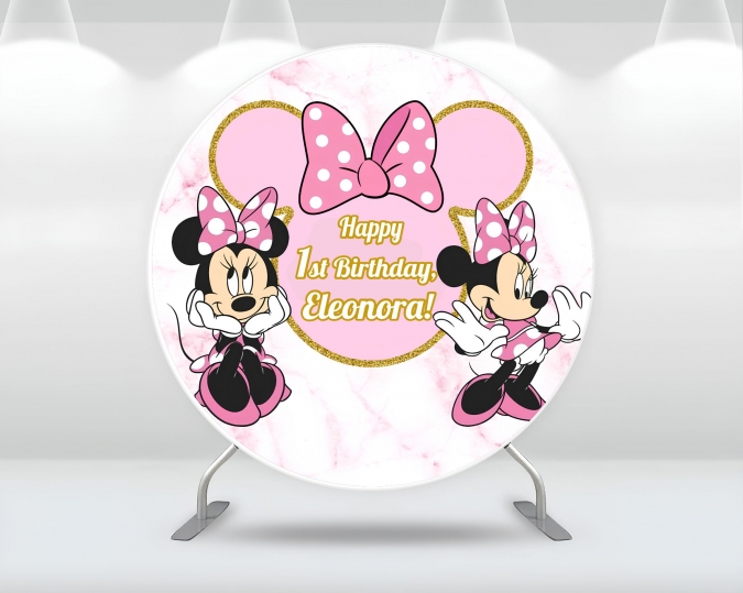 Винил за фон/декорация, Мини Маус, кръг, диаметър 100см