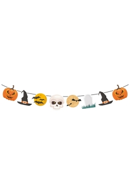 Банер гирлянд за декорация Хелоуин / Happy Haloween, 1,40 м дължина, 8 бр. фигури