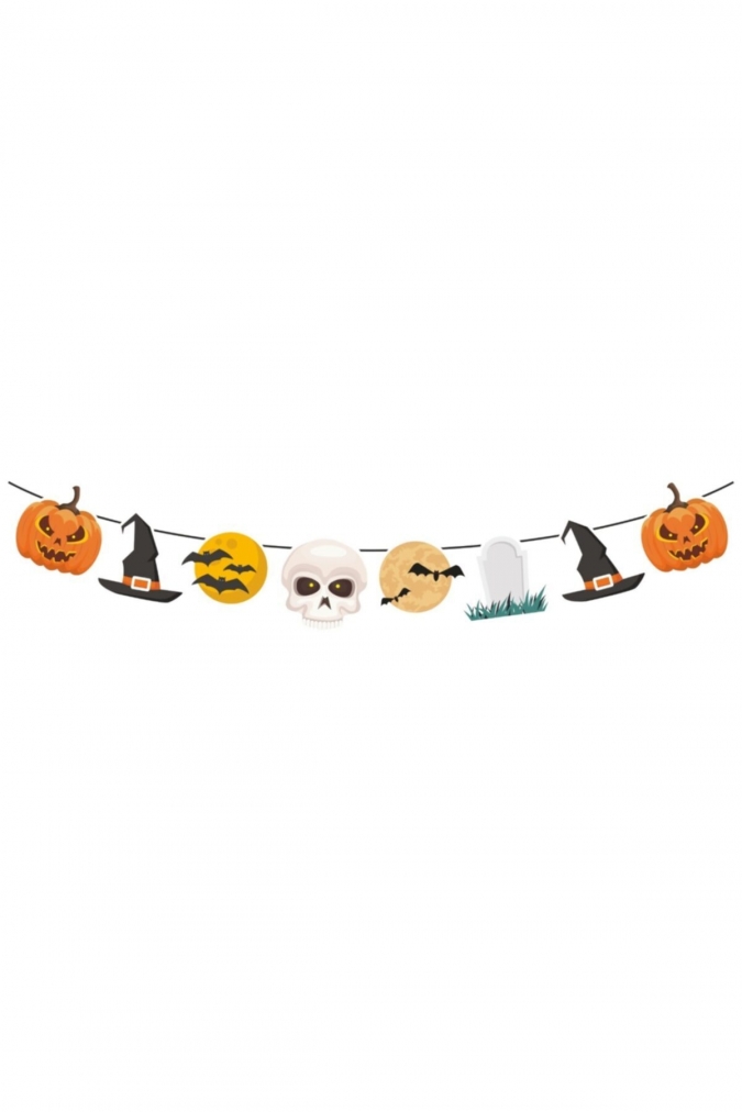 Банер гирлянд за декорация Хелоуин / Happy Haloween, 1,40 м дължина, 8 бр. фигури
