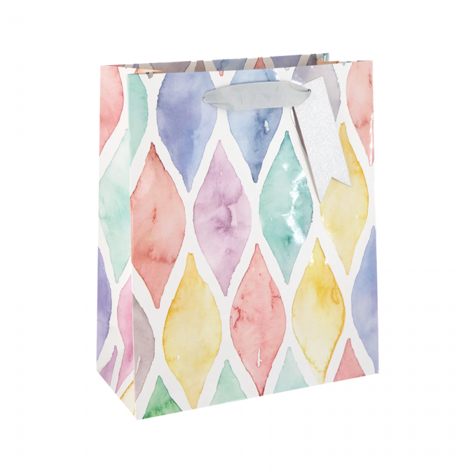 Луксозни подаръчни торбички, Фигурки пастелни цветове, 23х18см /Pp/