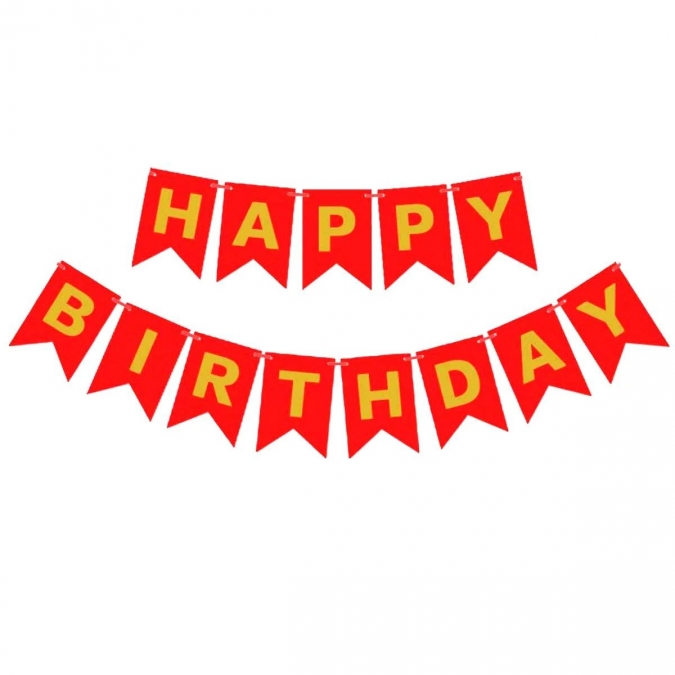 Банер Happy Birthday / Честит Рожден Ден, червен със златни букви /Gx/