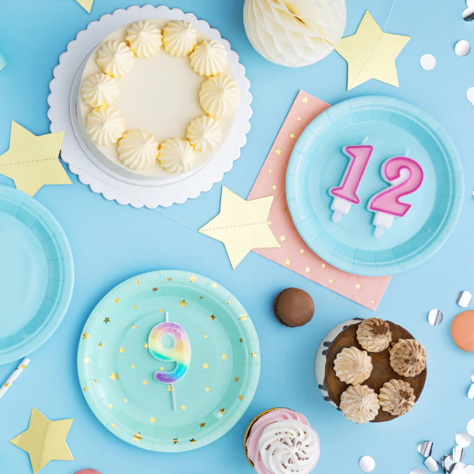 Свещичка цвят син, цифра 9 /Pp/