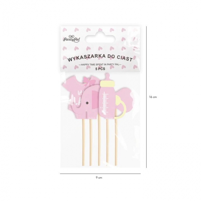 Топер за мъфини Слонче, биберон, боди, бебе момиче, 5 бр. в опаковка /Pp/