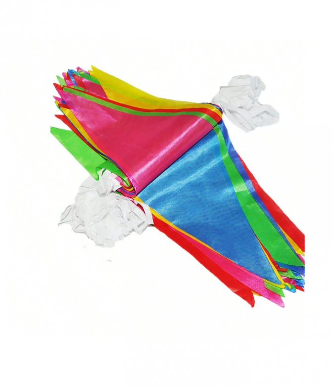 Банер гирлянд за външна декорация, 50м, 100 шарени триъгълни флагчета /Ch/