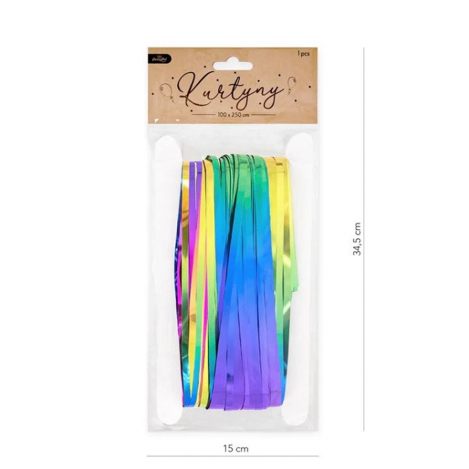 Ресни за декорация  /ПВЦ/, дъга, преливащи цветове, 100х200см /Pp/