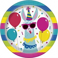 Хартиена парти чинийка Лама Рожден Ден 18 см, Birthday Llama, 8 бр. в опаковка