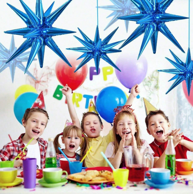 Фолиев балон 3D звезда, цвят син, 55см, 2 бр. в пакет /Ch/