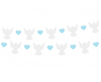 Гирлянд за декорация от Ангели и сърца в синьо, кръщене, 1,50 м. /Gd/