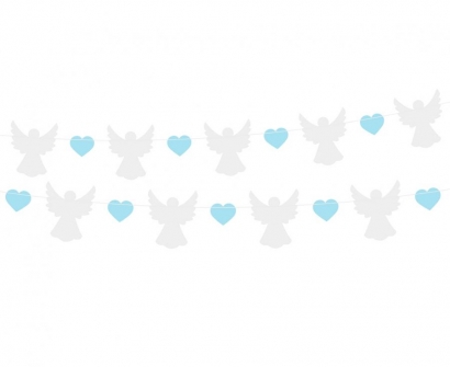 Гирлянд за декорация от Ангели и сърца в синьо, кръщене, 1,50 м. /Gd/
