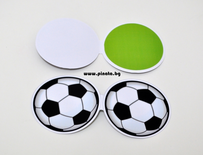 Покана за рожден ден Футбол, двустранна отваряема, 6 бр. пакет