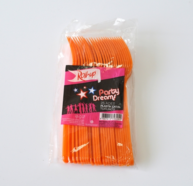 Парти вилички,  оранжеви 10бр пакет