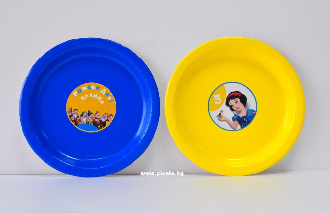Персонализирана хартиена  парти чинийка Снежанка и седемте джуджета, 6бр. пакет