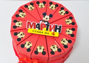 Хартиена торта с тематична декорация и персонализация Мики Маус