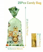 Подаръчни торбички, пликове за сладки Джунгла, сафари,12х27см, 25 бр. в опаковка /Ch/