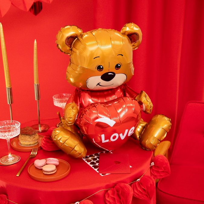 Фолиев балон стоящо Мече със сърце Love, 41х50см /Pp/