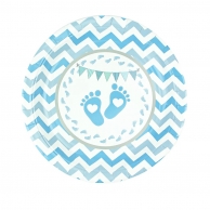 Хартиена парти чинийка Бебе момче крачета, 6 бр. в опаковка /Pp/