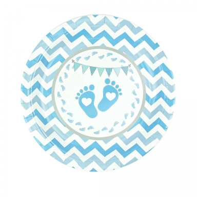 Хартиена парти чинийка Бебе момче крачета, 6 бр. в опаковка /Pp/