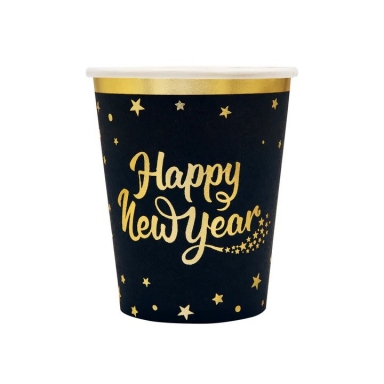 Хартиена чашка Happy New Year, Нова Година  220 мл, 6 бр. в опаковка /Pp/