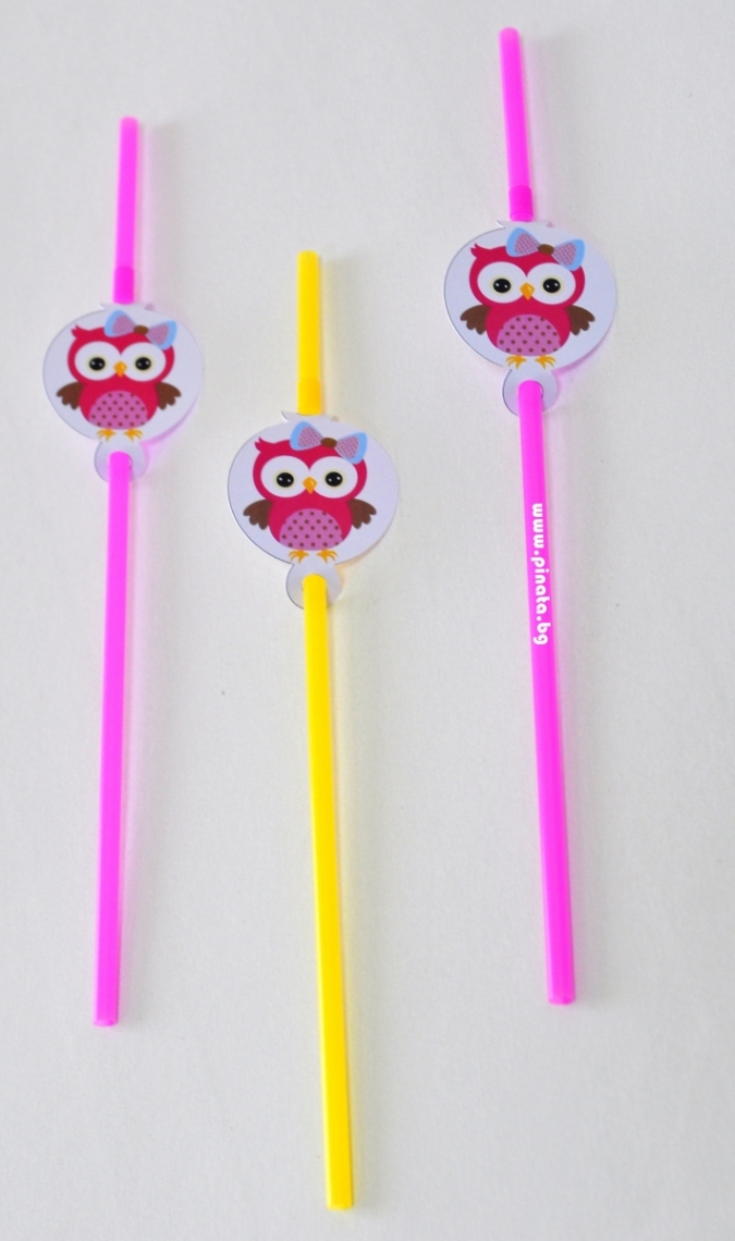 Парти сламки с облър бухалче, 10 бр. в пакет