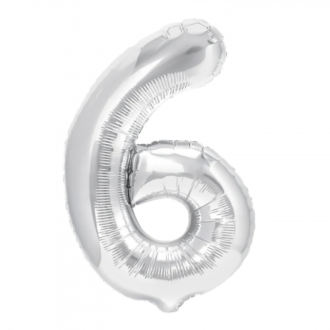 Фолиев балон цифра 9, цвят сребърен, 40см /Pp/