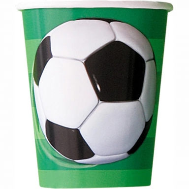 Хартиени парти чашки 250 мл Футбол 3D /  3D Soccer, 8бр пакет /Un/
