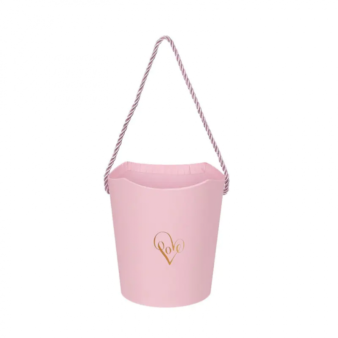 Подаръчна кутия - кашпа "Love" с дръжка, розова /Km/