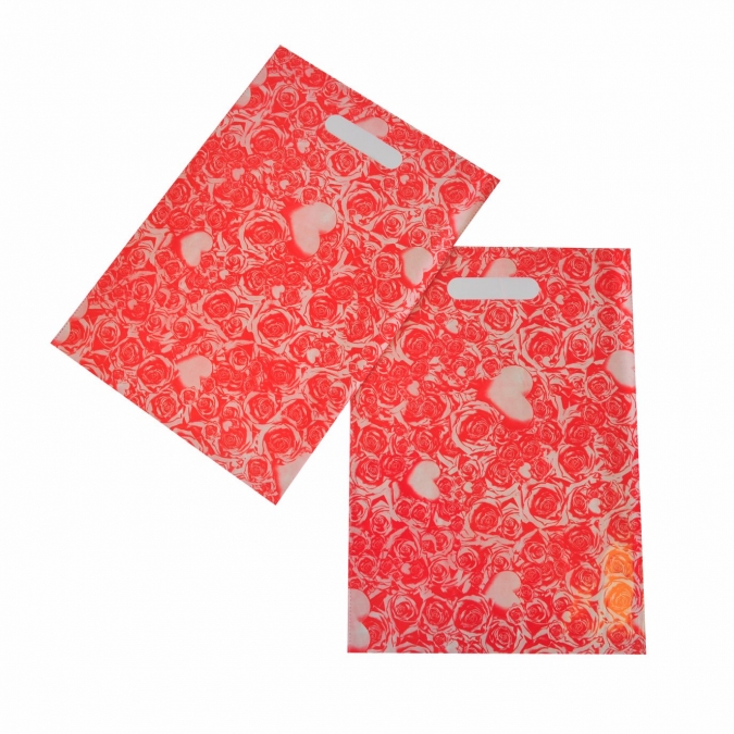 Подаръчна торбичка Червени рози и сърца,  35х25 см /Tr/